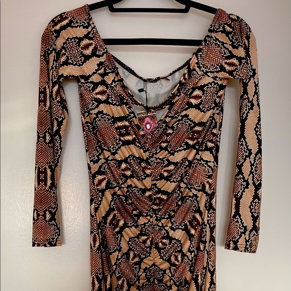 NEW Snakeskin midi dress with cutout on chest